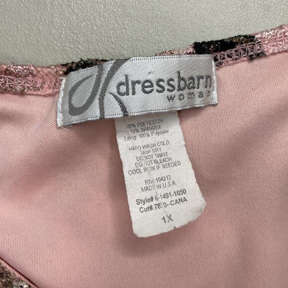 Dressbarn Top 1X Pink Floral Lace Bell Sleeve Sheer Layers Fairy Grunge Vtg Y2K - Picture 12 of 14